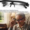 Adjustable Reading Glasses, Lightweight Adjustable Reading Glasses for Adults, Comfortable Daily Vision Adjustments, Black