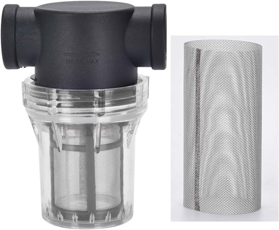 Water Filter, 3/4'' Female Twist-On Pipe Strainer, Nylon PA66 cover, PC bowl, 304 Stainless Screen(40 and 80 Mesh)