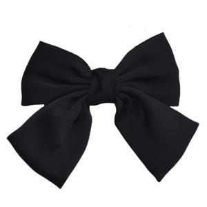 SEVENHEAD Bow Hair Clips Black Spring Hair Clip 1 Pack Barrettes Large Big Oversized Knot Bowknot Satin French Barrettes Snap Hair Clips Ponytail Holders Accessories for Women Girls Teens