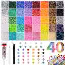 40000Pcs Resin Jelly Rhinestones for Bedazzling, 3mm Mixed-Color Flatback Gems for Diamond Art, Bedazzler Kit with 1Pcs 10ml B7000 Jewelry Glue for Crafting Crafts Book Shoes Nail Art (Ultra Large Packs + 1Pcs Glue)