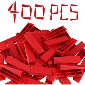 JAPCHET 400 PCS Tile Leveling System Wedges Reusable for 1/8, 1/16, 1/32 Inch Spacers for Tile Leveler Installation, Red