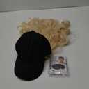 AynnQueen Baseball Cap with Hair Extensions for Women Adjustable Hat with Synthetic Wig Attached 24inch Long Wavy Hair Black Baseball Cap (Bleach Blonde)