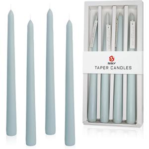 10 Inch Taper Candle Set of 4 - Sea Salt Scented Candles - Soy Wax Home Decor Candles - Gift Ideas for Wedding Party Dinner Holiday Decoration