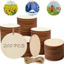 WOPPLXY 200 Pcs Round Wood Tag, 3 Inch Wood Circles for Crafts, Unfinished Wooden Circles with Hole, Blank Round Wood Circles Natural Wood Slices for DIY Craft Ornament Hanging Tag Supplies