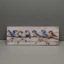 ARTZGX Bird Canvas Wall Art Colorful Birds on Branch Pictures Wall Decor Rustic Sparrow Artwork Painting for Living Room Decor Frame(White 8L x 24W)