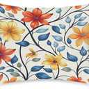 Satin Pillowcase Geometric Colorful Flowers Satin Pillow case for Hair and Skin 20 x 26 Inches Smooth PillowCovers Pillow Cover with Envelope Closure