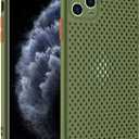 Heat Dissipation Phone Case for iPhone 17, Breathable Hollow Cellular Hole Ultra Slim Cooling TPU Cover with Full Back Camera Lens Protection (Army Green, for iPhone 17)