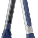 600ºF Heat Resistant Kitchen Tongs: U-Taste 9 in Silicone Cooking Tong with Firm Sealed Non Stick Rubber Tips & Silicon Coated 18/8 Stainless Steel Handle & Smooth Lock for Serving Grill-Midnight Blue
