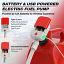 Keimi Portable Fuel Transfer Pump with Hand Trigger Nozzle for Quick Stop, 3.8 GPM, 51" Extra Long Hose, Battery & USB Powered, 4 Can Adapters, Leak-proof Gas Pump for Gasoline, Diesel and Kerosene