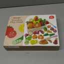 Wooden Play Food Sets for Kids Kitchen Toddlers Wood Toys Cutting Fruit Pretend Food Play Kitchen Accessories Set for Boys and Girls