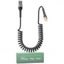 Coiled iPhone Lightning Cable for Apple CarPlay, Coiled USB to Lightning Cable with MFi, Coiled Lightning Cable with Data Transmission & Yellow LED, Retractable iPhone Charger Cord for iPhone/Pad/Pod