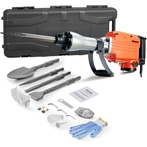 VEVOR Demolition Jack Hammer, MAX 2200W Electric Jackhammer Heavy Duty, 1400 BPM Concrete Breaker 4pcs Chisels Bit Chipping W/Case, Gloves