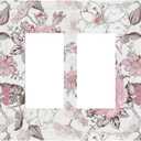 Decorative Outlet Covers Modern Watercolor Flower Pink White Wildflower 2 Gang Double GFCI Rocker Electrical Wall Panels Light Switch Cover Plate for Bedroom Home Decor (Double Rocker / 4.9 X 5 IN)