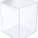 Set of 6 Acrylic Boxes with Lids, 3.44" Square x 4.5" Tall, Made in USA, Clear Display Case for Collectibles, Rocks, Seashells and Crafts Storage & Organization