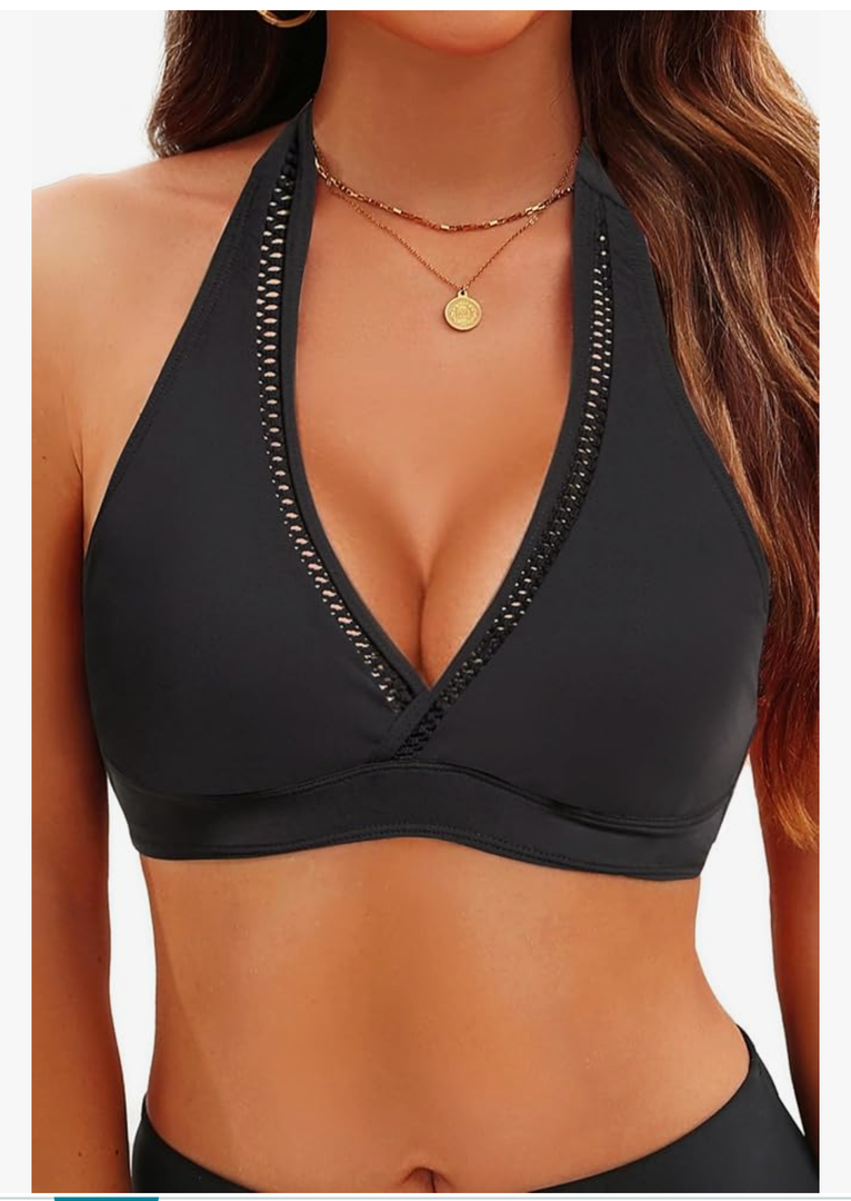 Tempt Me Women Halter Bikini Top - Padded Swimsuit Top V Neck Bathing Suit Tops Only
Size -XXL