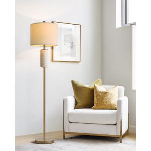 PoKat Antique Gold Ceramic Floor Lamp for Living Room Bedroom, 64" Modern Tall Standing Lamp with Rotary Switch, Traditional Living Room Lamp for Corner, Home Office, Nursery, Warm Gold