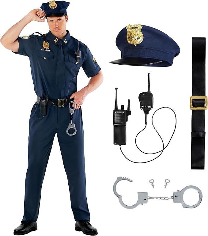 Morph Police Costume Mens Cop Costume Police Uniform Mens Cop Outfit Adult Halloween, Size XL