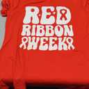 ELDPS Women Red Ribbon Week Shirt:Red Ribbon Week Awareness T-Shirt Prevention Short Sleeve Tops Large