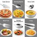 6 PCS Stainless Steel Serving Utensils, 10 Inch Serving Spoons for Buffet Large Hosting Metal Spoons, Silverware Set Tongs for Serving Food Parties Catering