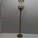 Vintage Floor Candelabra - 37.1" Tall Antique Gold Candle Holder with Glass Lantern, Rustic Gothic Metal Pillar Stand for Home Decor, Wedding & Event Centerpiece