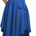 Plus Size Women Wedding Guest Dress Off Shoulder Boat Neck Irregularly Flowy Midi Church Dress, Size XXL