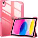 ProCase for iPad (A16) 11th Generation 11 Inch 2025/10th Generation 10.9 Inch 2022 Case with Pencil Holder, Hybrid iPad 11 10 Case with Clear Back, Supports Auto Wake/Sleep -Pink