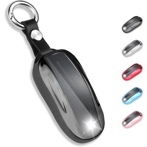 QBUC for Tesla Key Fob Cover with Keychain Soft TPU Protection Case Compatible with Tesla Model X (Black)