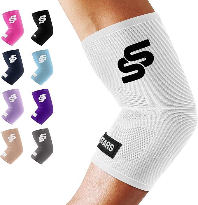 Sleeve Stars Elbow Sleeve for Pain Relief & Protection - Elbow Compression Sleeve for Women & Men - Supportive Elbow Brace for Tendonitis, Recovery & Ideal for Sports, Work M