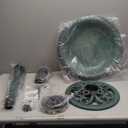 VIVOHOME Polyresin Antique Outdoor Green Garden Bird Bath and Solar Powered Round Pond Fountain Combo Set