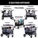 Jeep Wrangler Deluxe 4 Seater Stroller Wagon by Delta Children - Premium Quad Stroller Wagon for 4 Kids with Convertible Seats, Adjustable Push/Pull Handles, Removable Canopy & Flat Fold, Grey