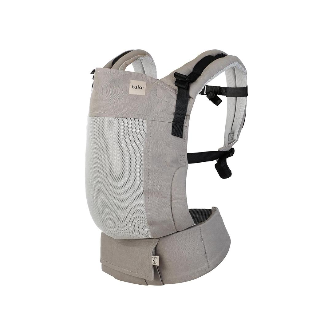 Baby Tula Breathable Mesh Panel Free-to-Grow Baby Carrier - Adjustable, Comfortable, Newborn to Toddler Carrier - Ergonomic Fit for 7lbs to 45lbs - Back & Front Carry Options - Overcast (Gray)