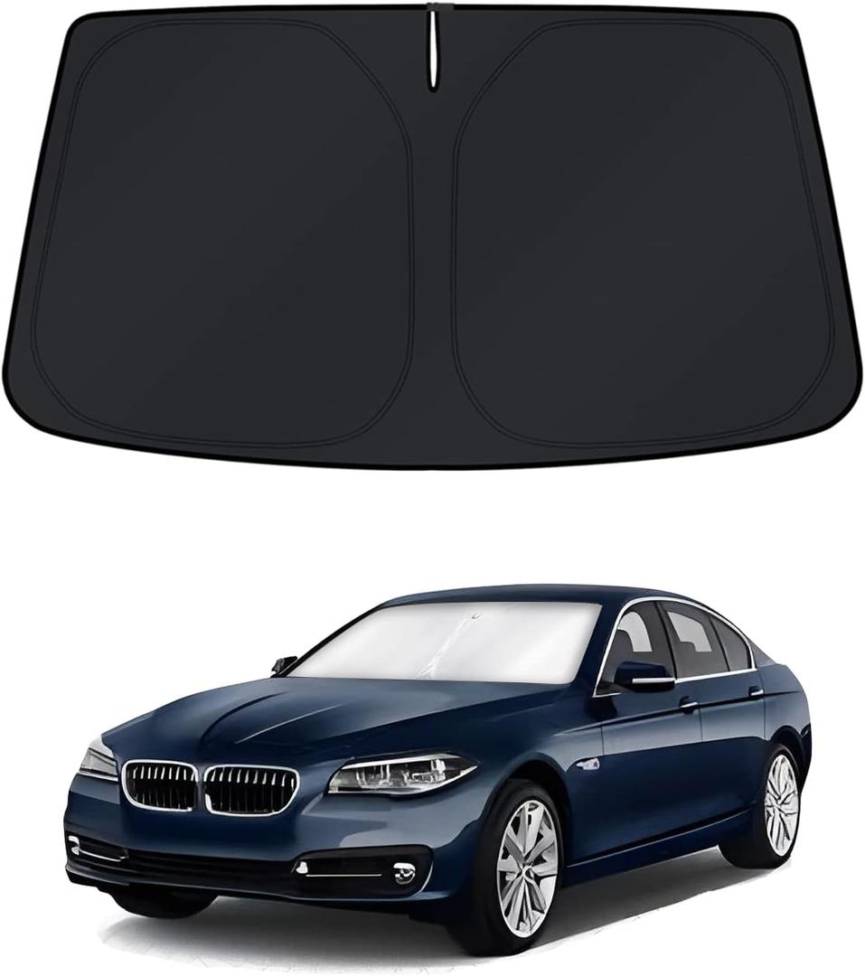 KUST Windshield Sun Shade for 2011-2016 BMW 5 Series 525i 520i 528i 530i 535d 535i 550i Window Accessories Shade Sun Visor Foldable Block UV Rays Keep Car Cooler