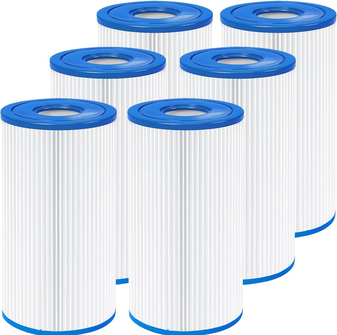 Type A or C Filter Cartridge for Intex 59900E and 29000E Filter Pump, Washable Filters for Pool Fits 500, 530, 800, 1000 & 1500 GalHr Filters 6 Pack