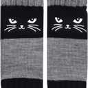 Ralcosuss Womens Cute Cat Winter Fingerless Gloves Knit Half Finger Typing Driving Glove Mitten Wrist Warmer (One Size, Black)