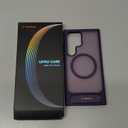 TORRAS Strong Magnetic & Seamless Stand for Samsung Galaxy S24 Ultra Case, Fit for MagSafe, Mil-Grade Drop Protection, Kickstand for Samsung Galaxy S24 Ultra Case, Translucent Back/Purple Edge