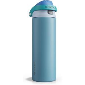 ENCOOL Leakproof Insulated Water Bottle with Straw Dual-Sip Water Bottle Bag-Safe Design for Work, Commute & Gym  Keeps Drinks Cold All Day, 24 oz, Teal Blue