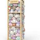 Stuffed Animal Storage & Organizer, Wooden Eco-Friendly Toy Holder with Elastic Ropes & DetachableBag, Fun Interactive Plush Toy Storage, Easy Assembly Durable Organizer for Nursery, Bedroom &Playroom