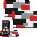 Arttown Coffee Mat for Countertops, Red Black White Grey Modern Dish Drying Mat 2 Pcs for Kitchen Bar Accessories, Fit Under Coffee Maker Espresso Machine Dish Rack Hide Stain Rubber 12x19in