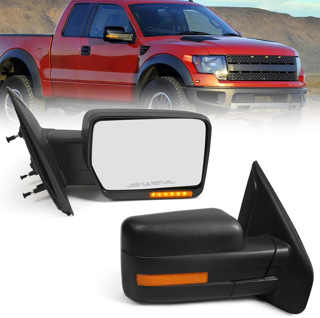 Right Passenger Side Power Mirror for Ford F150 2009-2014 7 Pins
MIEF ROD Door View Mirror with Heated Glass, Turn Signal Light, Black Textured Direct Replacement for BL3Z17682CA
