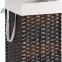 SONGMICS Laundry Hamper with Lid, 23.8 Gallon (90 L) Synthetic Rattan Clothes Laundry Basket with Lid and Handles, Foldable, Removable Liner, Brown ULCB51BK Size 23,5×18×11,5 Inch