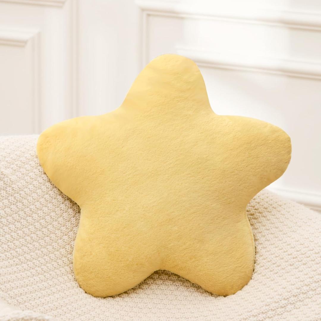 Small Star Throw Pillows for Bed, Decorative Throw Pillows for Couch Livingroom,15" Yellow Pillows Aesthetic Cute Floor Pillow with Soft Plush for Sofa Bedroom Kids Xmas Gift (Yellow)