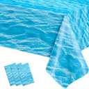 3 Pcs Ocean Waves Tablecloth Plastic 54 x 108 Inch Ocean Water Table Cover Blue Under The Sea Pool Beach Birthday Party Decorations Shower Supplies Beach Backdrop Ocean Decor