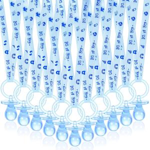 ZYFLSQ 60 Pieces Baby Shower Pacifiers Necklace, Acrylic Pacifier Necklaces for Baby Shower Games Boy Charm, Party Favors, Decorations DIY, Gender Reveal Table Scatter(Blue)