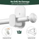 KAMANINA Curtain Rods No Drilling for Windows 32 to 86 Inches, 5/8 Inch No Drill Renter Friendly Curain Rod without Drilling with 3M Adhesive Brackets, White