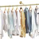 Oroonoko 72inch Gold Wall Mounted Clothes Rack, Industrial Pipe Garment Rack Hanging Rod Bar for Closet Storage,Laundry Room Up to Max Load 132lbs(Gold)