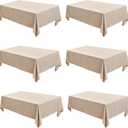 Fitable Faux Linen Tablecloths Rectangle 60 x 120 Inch - 6 Pack Neutral Table Clothes for 8 Foot Tables, Beige Faux Burlap Kitchen Table Covers for Dining, Party, Farmhouse, Banquet, Buffet
