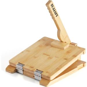 ZUJJAFY Tortilla Press 10 Inch Bamboo Tortilla Maker with 50pcs Parchment Paper, Mexican Tortillera Presser Homemade Tortillas Pataconera Dough Press, Square