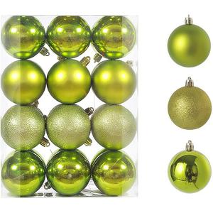 24ct Mini Christmas Balls Ornaments for Xmas Christmas Tree - Small Shatterproof Decor Hanging Ball for Holiday Wedding Party Decoration 1.18 Inch/30mm, Fruit Green