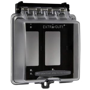 ENERLITES 2-Gang Weatherproof Outdoor Outlet Cover Extra-Duty in-Use Outlet Cover, Outdoor Decorator/GFCI Receptacle Outlets, 6.1 H x 5.2 W x 2.5 D, IUC2V-D, Clear