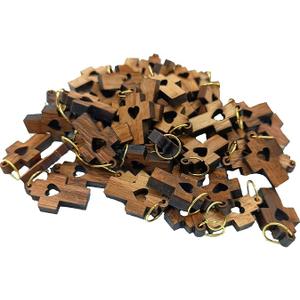 Zuluf Small Laser Cut Wooden Charms Pendants from Jerusalem Holy Land – Christian Rosary & Jewelry Making Supplies – Mini Authentic Bethlehem Crafts